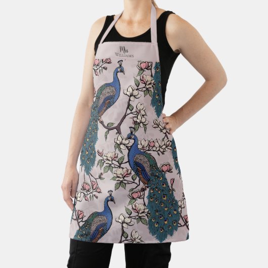 Pas getrouwd de heer en mevrouw Floral Peacock Blu Schort (Insitu)