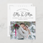 Pas getrouwd de heer en mevrouw Foto Feestdagenkaart (Voorkant / Achterkant)