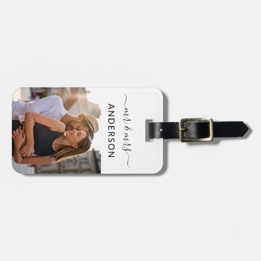 Pas getrouwd de heer en mevrouw Script en foto voo Bagagelabel (Voorkant horizontaal)