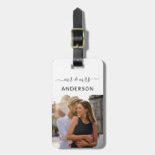 Pas getrouwd de heer en mevrouw Script en foto voo Bagagelabel (Voorkant verticaal)