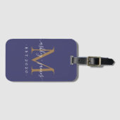 Pas getrouwd de heer Gold Monogram Names Year Navy Bagagelabel (Voorkant (horizontaal))