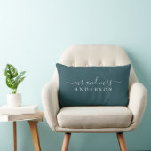 Pas getrouwd de heer mevrouw Deep Emerald Monogram Kussen (Stoel)