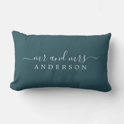 Pas getrouwd de heer mevrouw Deep Emerald Monogram Kussen (Voorkant)