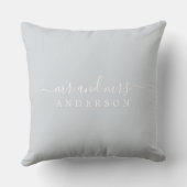 Pas getrouwd de heer mevrouw Ice Blue Monogram Kussen (Achterkant)