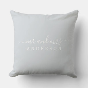 Pas getrouwd de heer mevrouw Ice Blue Monogram Kussen