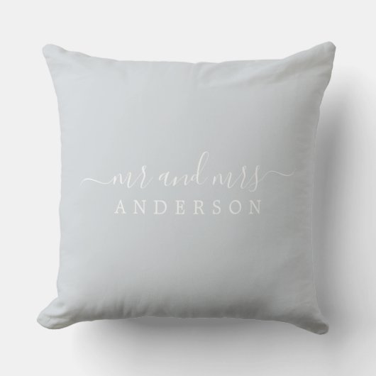 Pas getrouwd de heer mevrouw Ice Blue Monogram Kussen (Voorkant)