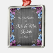 Pas getrouwd de heer & Mrs First Kerstman Rustic F Metalen Ornament (Links)