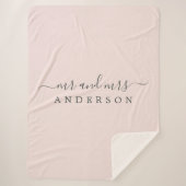 Pas getrouwd de heer Pastel Pink Monogram Sherpa Deken (Voorkant)