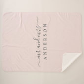 Pas getrouwd de heer Pastel Pink Monogram Sherpa Deken (Voorkant (horizontaal))