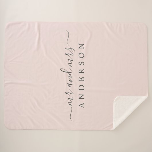 Pas getrouwd de heer Pastel Pink Monogram Sherpa Deken (Voorkant (horizontaal))