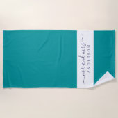 Pas getrouwd de heer Viridian Green Monogrammed Strandlaken (Voorkant)