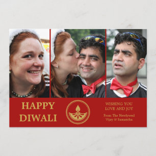 Pas getrouwd Diwali Photo Wenskaart - Aangepaste k Aankondiging