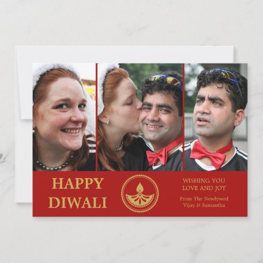 Pas getrouwd Diwali Photo Wenskaart - Aangepaste k Aankondiging (Voorkant)