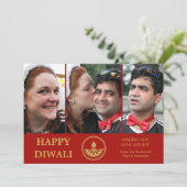 Pas getrouwd Diwali Photo Wenskaart - Aangepaste k Aankondiging (Staand voorkant)