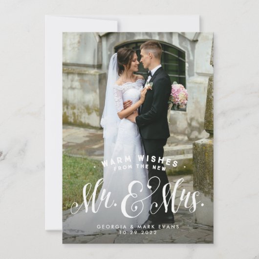 Pas getrouwd een foto Mr en Mrs Christmas Feestdagenkaart (Voorkant)