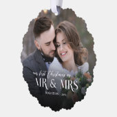 Pas getrouwd eerste kerst 2 foto ornament kaart (Links)