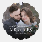 Pas getrouwd eerste kerst 2 foto ornament kaart (Voorkant)