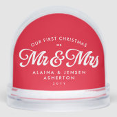 Pas getrouwd eerste kerst als meneer en mevrouw ro sneeuwbol (Voorkant)