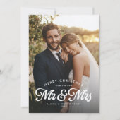 Pas getrouwd eerste kerst als meneer en mevrouw tw feestdagenkaart (Voorkant)