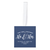 Pas getrouwd eerste kerst marine blauw decoratie (Voorkant)