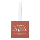 Pas getrouwd eerste kerst Mr. Mrs. 3 foto Cube Orn Decoratie (Voorkant)