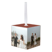 Pas getrouwd eerste kerst Mr. Mrs. 3 foto Cube Orn Decoratie (Achter hoekig)