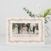 Pas getrouwd eerste kerst multiphoto vakantie Kaar Feestdagenkaart (Staand voorkant)