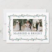 Pas getrouwd eerste kerst multiphoto vakantie Kaar Feestdagenkaart (Voorkant)