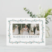 Pas getrouwd eerste kerst multiphoto vakantie Kaar Feestdagenkaart (Staand voorkant)