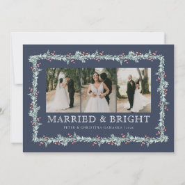 Pas getrouwd eerste kerst multiphoto vakantie Kaar Feestdagenkaart