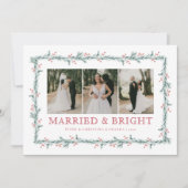 Pas getrouwd eerste kerst multiphoto vakantie Kaar Feestdagenkaart (Voorkant)