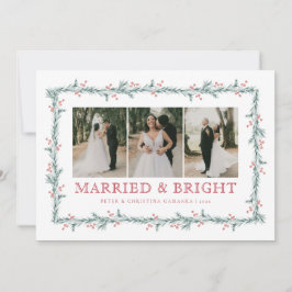 Pas getrouwd eerste kerst multiphoto vakantie Kaar Feestdagenkaart