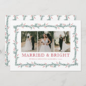 Pas getrouwd eerste kerst multiphoto vakantie Kaar Feestdagenkaart (Voorkant / Achterkant)