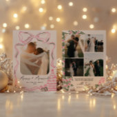 Pas getrouwd Eerste Kerst  Roze Bow Feestdagenkaart