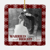 Pas getrouwd Eerste Kerstfeest Gehuwd en helder Keramisch Ornament (Achterkant)
