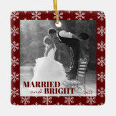 Pas getrouwd Eerste Kerstfeest Gehuwd en helder Keramisch Ornament (Voorkant)