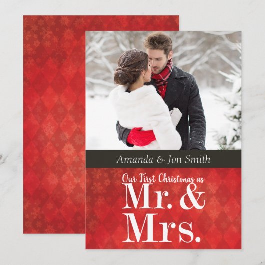 Pas getrouwd Eerste kerstfotokaart Feestdagenkaart (Voorkant / Achterkant)