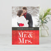 Pas getrouwd Eerste kerstfotokaart Feestdagenkaart (Staand voorkant)