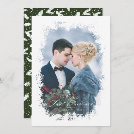 Pas getrouwd eerste kerstkaart onze eerste kerst (Voorkant / Achterkant)