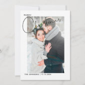 Pas getrouwd Eerste Kerstmis Hand Lettered 2 Foto Feestdagenkaart (Voorkant)