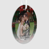 Pas getrouwd Eerste Kerstmis Plaid Sneeuwvlokken V Ornament (voorkant)