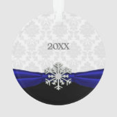 Pas getrouwd Eerste Kerstmis - Royal Blue Ribbon Ornament (achterkant)