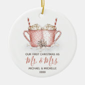 Pas getrouwd Eerste Kerstmis, warme cacaoMokken Keramisch Ornament (Voorkant)