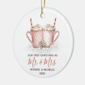 Pas getrouwd Eerste Kerstmis, warme cacaoMokken Keramisch Ornament (Links)