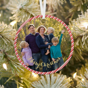 Pas getrouwd eerste snoepriet kerstfoto metalen ornament