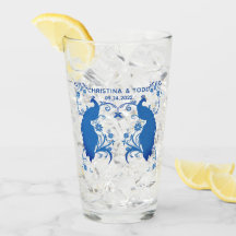 Pas getrouwd Elegant Blue Peacock Pint Glass