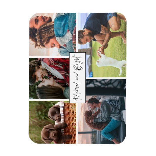 Pas getrouwd en feestelijke feestfoto's magneet (Verticaal)