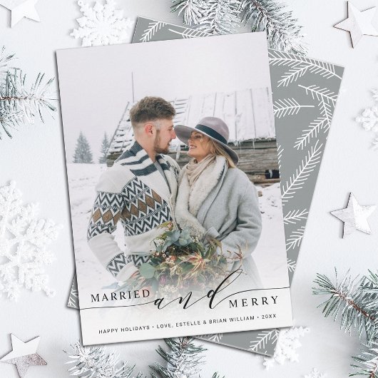 Pas getrouwd-feestdag met huwelijksband feestdagenkaart