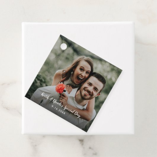 Pas getrouwd foto bruiloft speciale dag bedankjes labels (In situ)