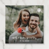 Pas getrouwd foto bruiloft speciale dag bedankjes labels (Achterkant)